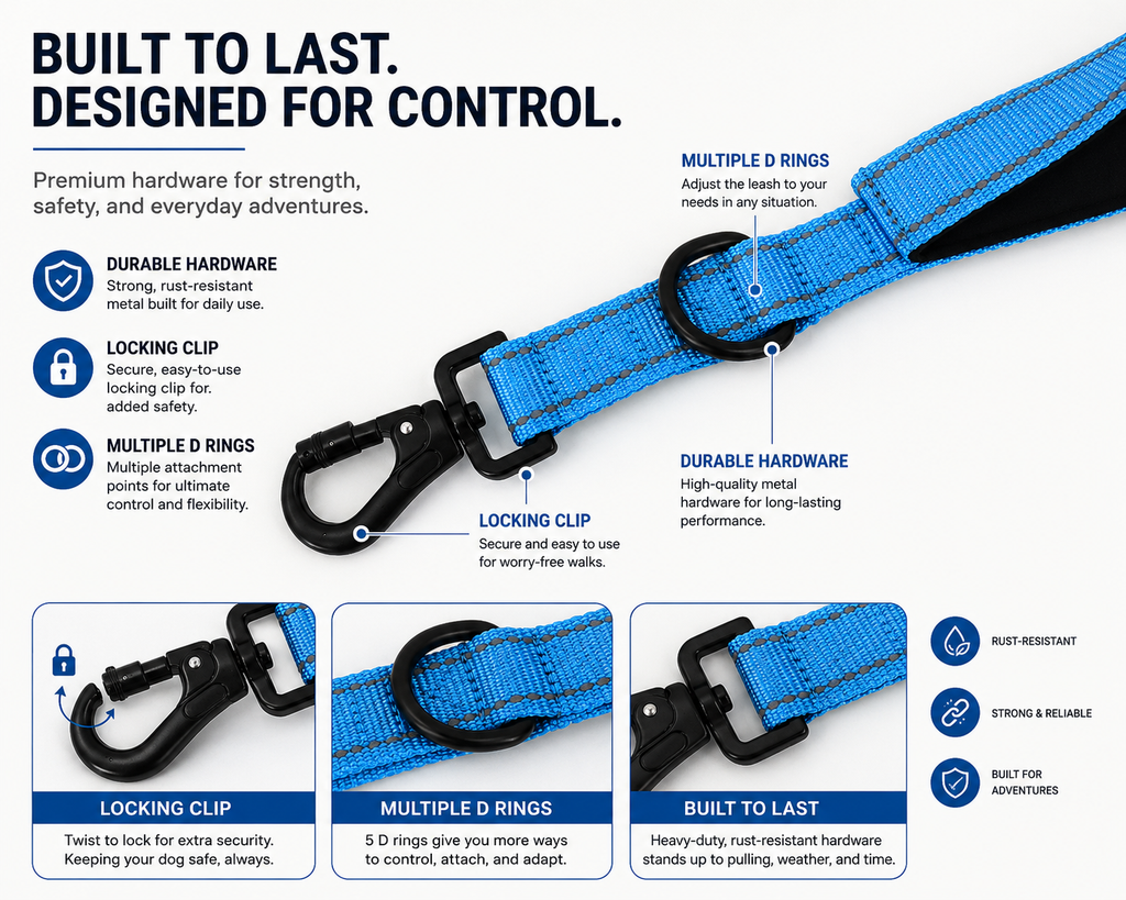 DU DA Pets 5-Handle Dog Leash – Duchesse Blue